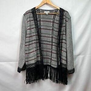 Cj Banks Fringed black and white open cardigan size 2X EUC